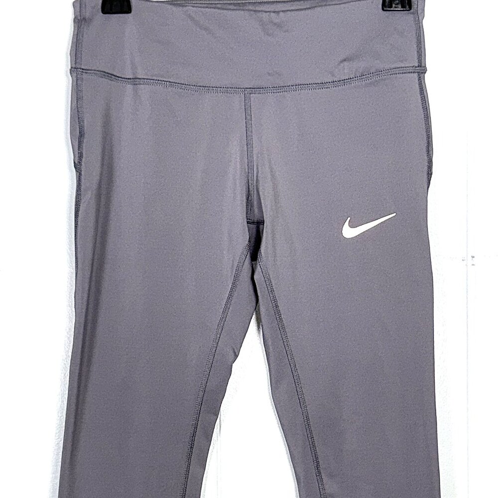 Nike Women's S Power Epic Run Fri-Fit Gray Cropped Tight Fit Leggings 938602-056